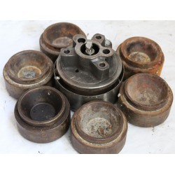 A Set Of Crypto Peerless Omatic Pie Moulds Die And Platform. The Blocker Is Heated And Including Six Platforms G110 3.1/8"